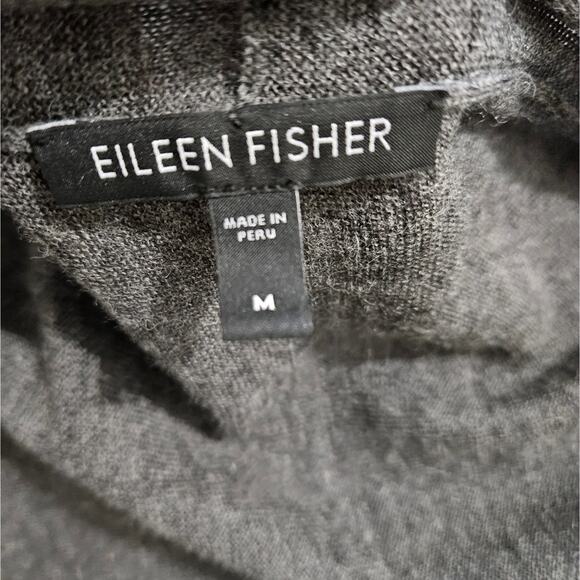Eileen Fisher Cardigan Royal Alpaca Gray Inverted Pleat Open Waterfall Medium - Picture 6 of 7